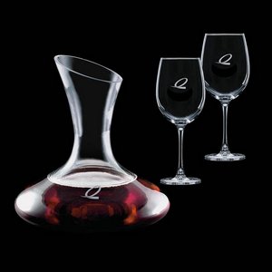 Edenvale Carafe and 2 Wine Glasses Engraved Glasses 