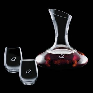Edenvale Carafe and 2 Stanford Wine Glasses Engraved 