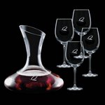 Edenvale Carafe and 4 Wine Glasses Engraved Glasses