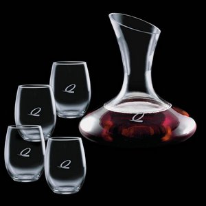 Edenvale Carafe and 4 Stanford Wine Glasses Engraved 