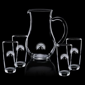 Carberry Pitcher and 4 Hiball Glasses 