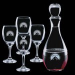 Carberry Decanter and 4 Wine Glasses Engraved Glasses
