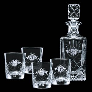 Cavanaugh Decanter and 4 Double Old Fashioned Glasses 