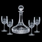 Cavanaugh Ship's Decanter and 4 Wine Glasses Engraved