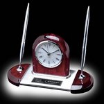 Alliston Clock/Pen Set - Rosewood/Chrome