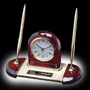 Alliston Clock/Pen Set - Rosewood/Gold 