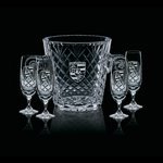 Medallion Wine Glasses Engraved Cooler and 4 Flutes