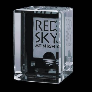 Fulton Cube - Optical Crystal Paperweight 3 .5x5 in. 