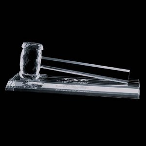Optical Crystal Gavel on Base 