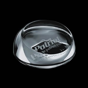 Slanted Glass Dome Engraved Paperweight - 3.5 in. 