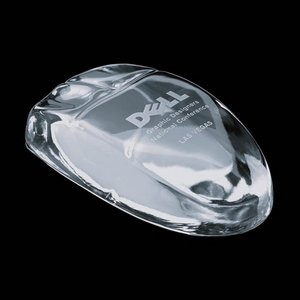 Glass Computer Mouse Engraved Paperweight 