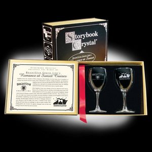 Storybook Classic Black - 2 Wine Glasses Engraved 