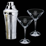 Rockport Shaker and 2 Connoisseur Martini Glasses