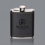 Shelburne Hip Flask - Black 6oz Leatherette