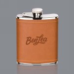 Shelburne Hip Flask - Brown 6oz Leatherette