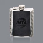 Trubner Hip Flask - 6oz Black Leather