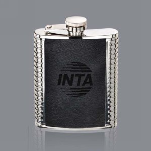 Trubner Hip Flask - 6oz Black Leather 
