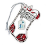 Candy Cane Stocking Platinum Sparkling Ornament