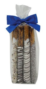 Chocolate Pretzel Rods in Decorative Gift Bag  (10 rods) 