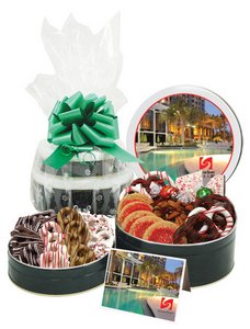 Gourmet Duet Cookie Gift and Nut Gift Basket Tower 