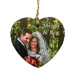 Rustic Wooden Heart Shape Ornament - Full Color Direct Imprint