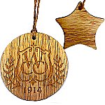 Rustic Wooden Star Shape Ornament - Laser Engraved