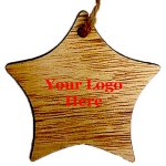 Rustic Wooden Star Shape Ornament - Screen Print