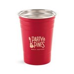 Party Time Stainless Tumbler - 17 Oz. Red