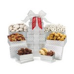 Shimmering Sweets & Snacks Gourmet Tower - Silver Diamond Pattern