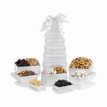 Deluxe Shimmering Sweet  Snacks Gourmet Tower - Silver Diamond Pattern