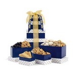 Classic Gourmet Treats Tower - Navy White and Gold