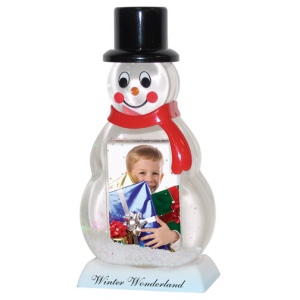 Snowman Snow Globe with Custom Imprint and Photo Insert 