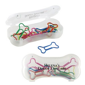 Dog Bone Shaped Paper Clips & Case 