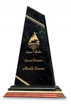 Trendsetter Genuine Black Marble Award on Wood Base