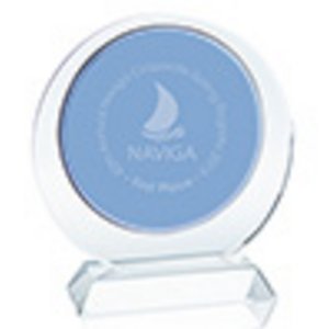 Duo Circle Blue and Clear Optical Crystal Sales Award 