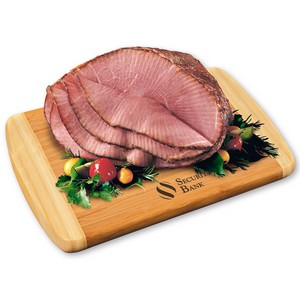 Spiral-Sliced Half Ham with Logo Bamboo Cutting Board 