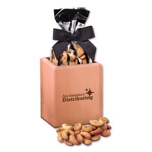 Hardwood Pen & Pencil Cup with Extra Fancy Jumbo Cashews 