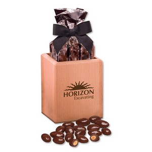 Hardwood Pen & Pencil Cup with Chocolate Covered Almonds 