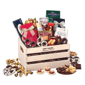 Classic Wooden Crate Gift Basket with Gourmet Foods 