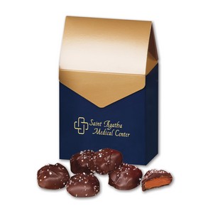 Chocolate Sea Salt Caramels in Gable Top Gift Box 
