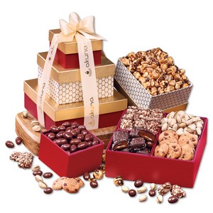 Red & Gold Sweet Sampler Gift Tower 