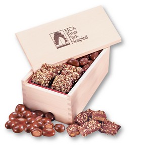 English Toffee & Chocolate Almonds in Wooden Gift Box 