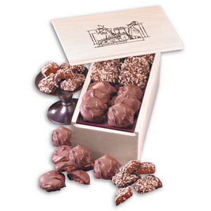 English Butter Toffee & Pecan Turtles in Wooden Gift Box 