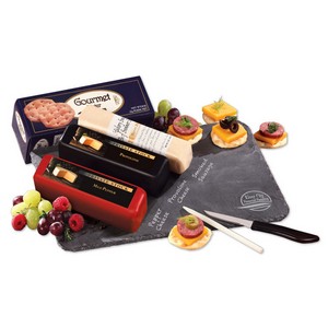 Genuine Slate Serving Plate with Shelf Stable WI Cheese & Sausage 