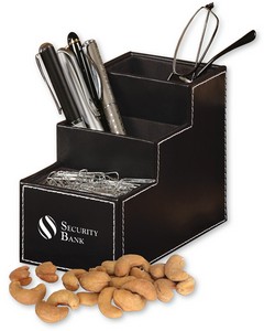 Faux Leather Desk Organizer with Extra Fancy Jumbo Cashews 