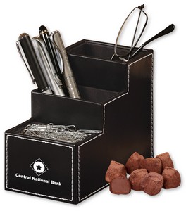 Faux Leather Desk Organizer with Cocoa Dusted Truffles 