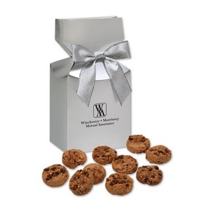 Gourmet Bite-Sized Chocolate Chip Cookies in Silver Premium Delights Box 