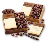 Walnut Post-it Note Holder with Chocolate Covered Almonds