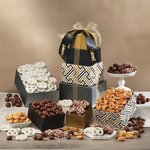 Gourmet Luxury Tower Filled with Toffee, Chocolate Covered Nuts and Pretzel