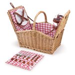 'Piccadilly' Picnic Basket, (Red White Plaid) 